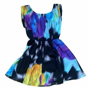 Alice + Olivia Multi-Color Sleeveless Silk Mini Dress